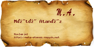 Máté Atanáz névjegykártya