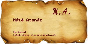 Máté Atanáz névjegykártya